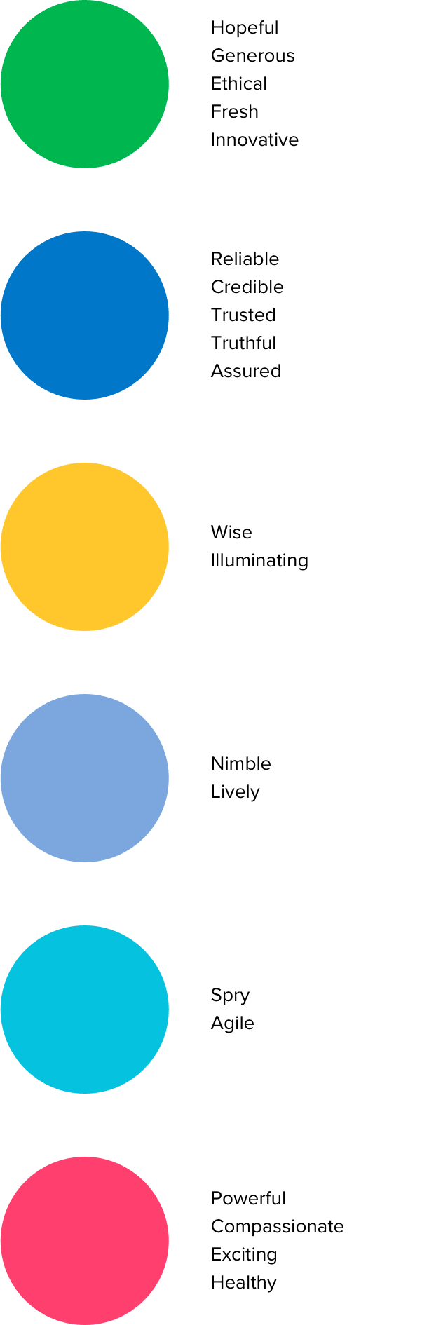 Color palette swatches with different meanings applied to each one.