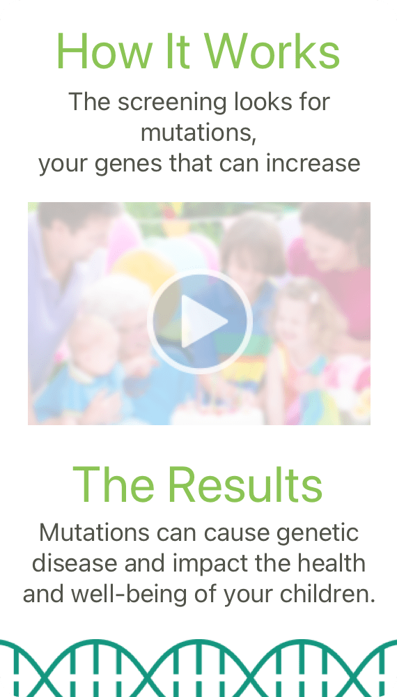 CooperGenomics Mobile webpage with information and video for how it works and the results of genetic mutations.