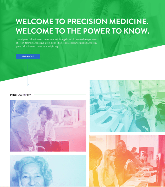 Coriell Life Sciences photography on webpage with slogan, welcome to precision medicine. Welcome to the power to know.