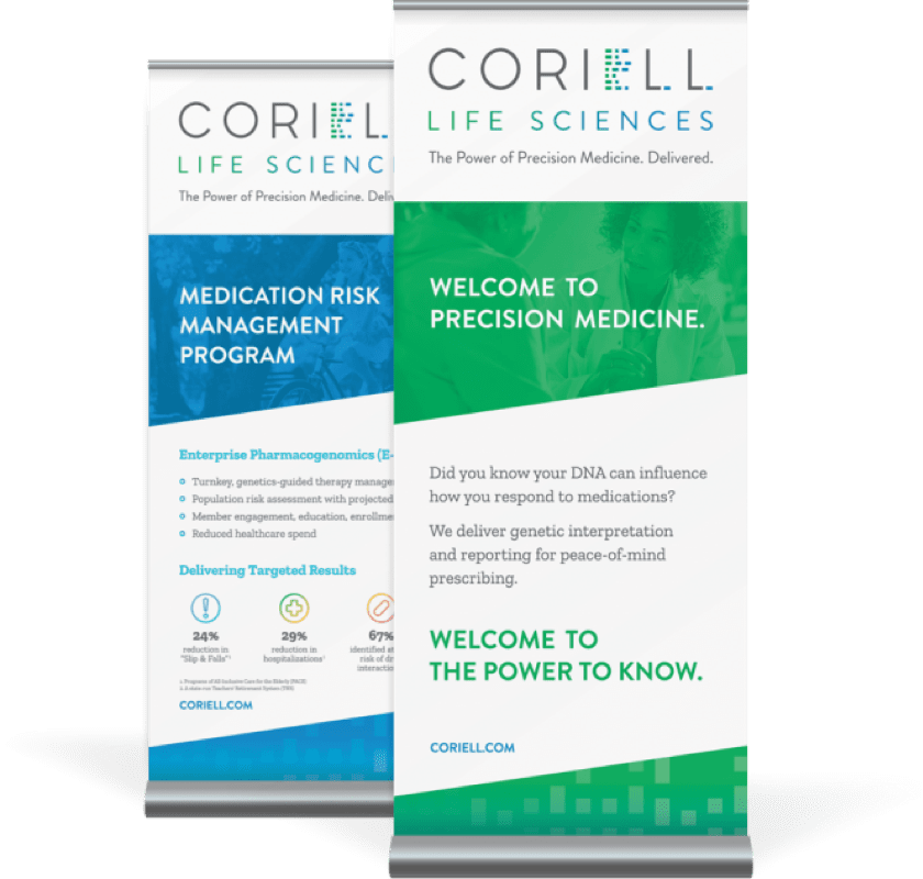 Coriell Life Sciences tall banner image displays.