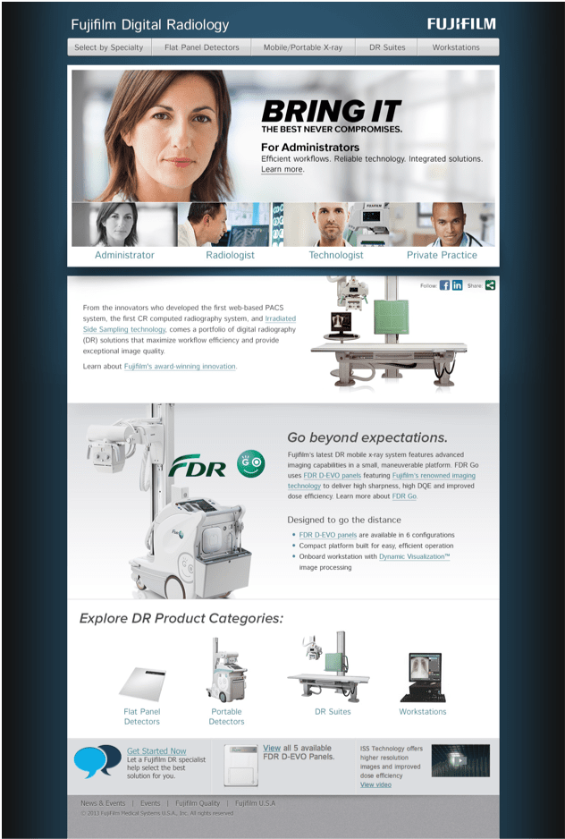 Fujifilm Digital Radiology webpage snapshot