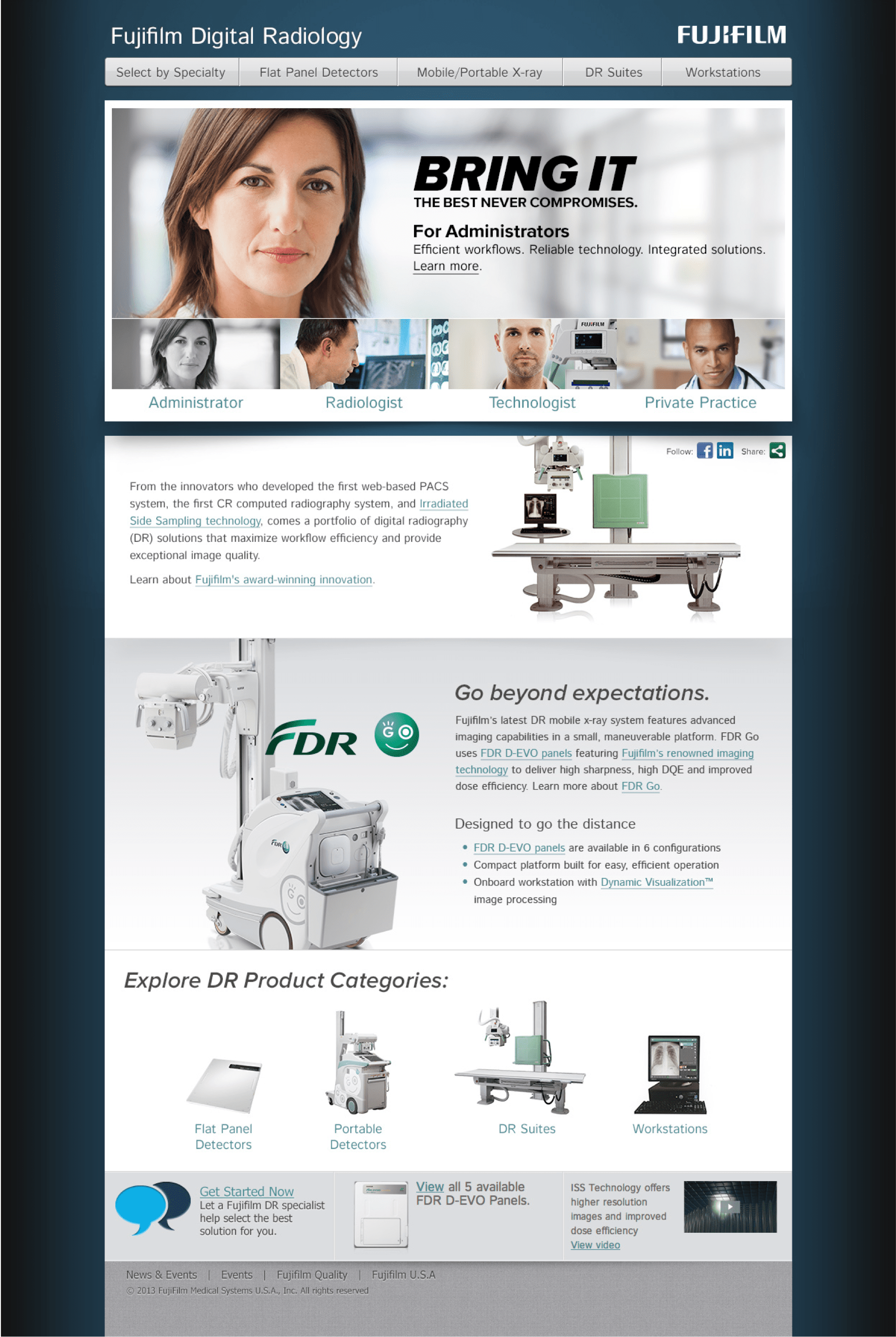 Fujifilm Digital Radiology webpage snapshot