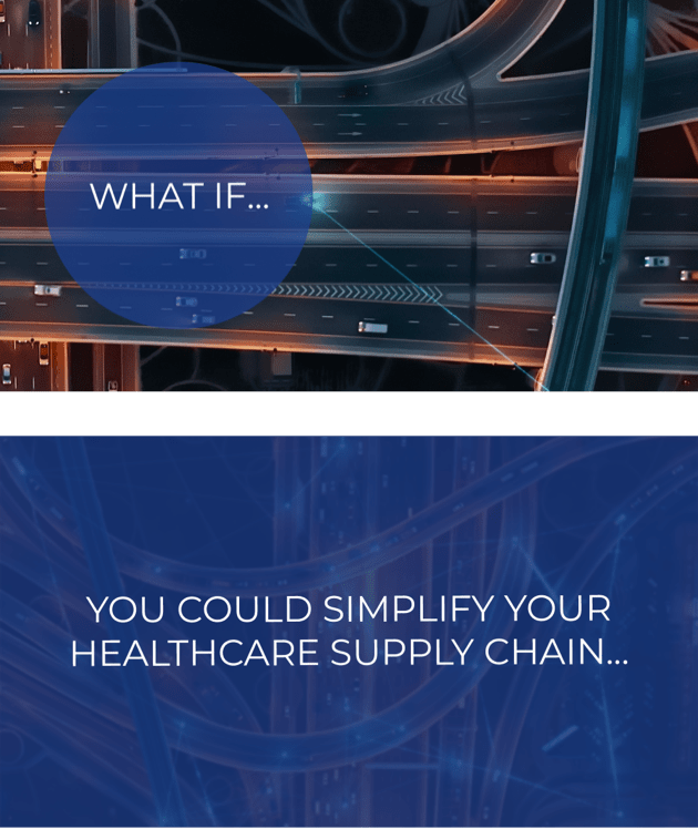 Aerial view of network of highway roads used for freight and medical transport - What if you could simplify your healthcare supply chain.