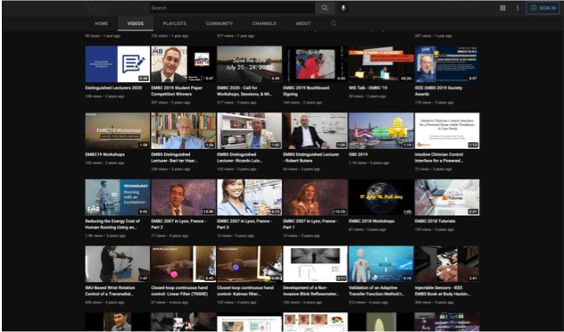 IEEE EMBS YouTube videos screengrab