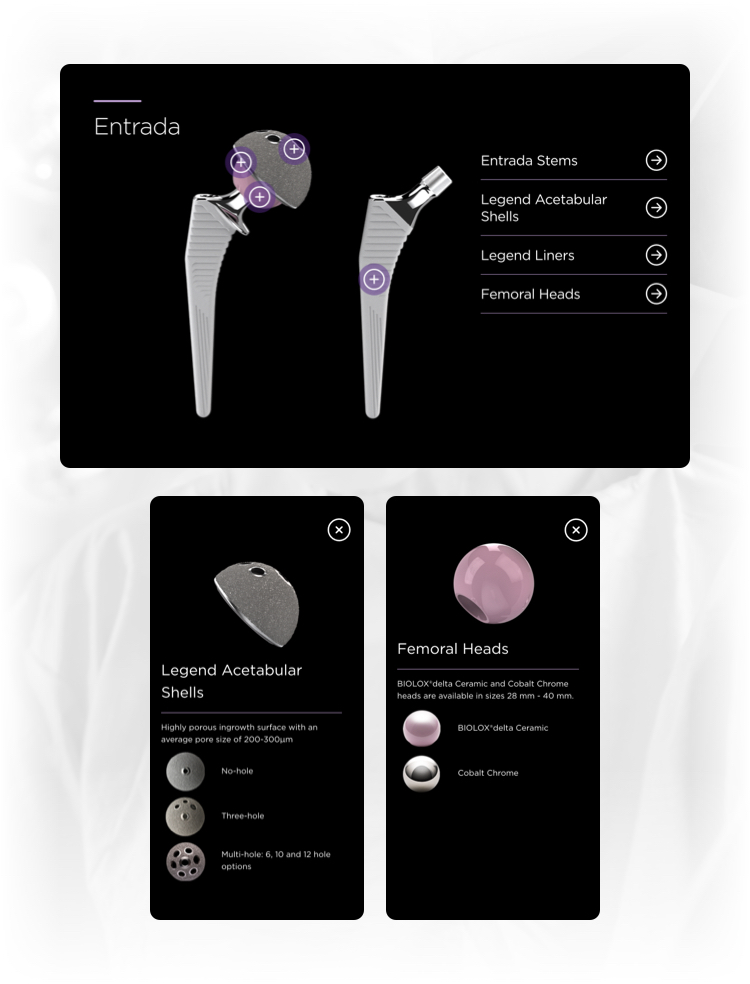 Interactive features of the orthopedic website