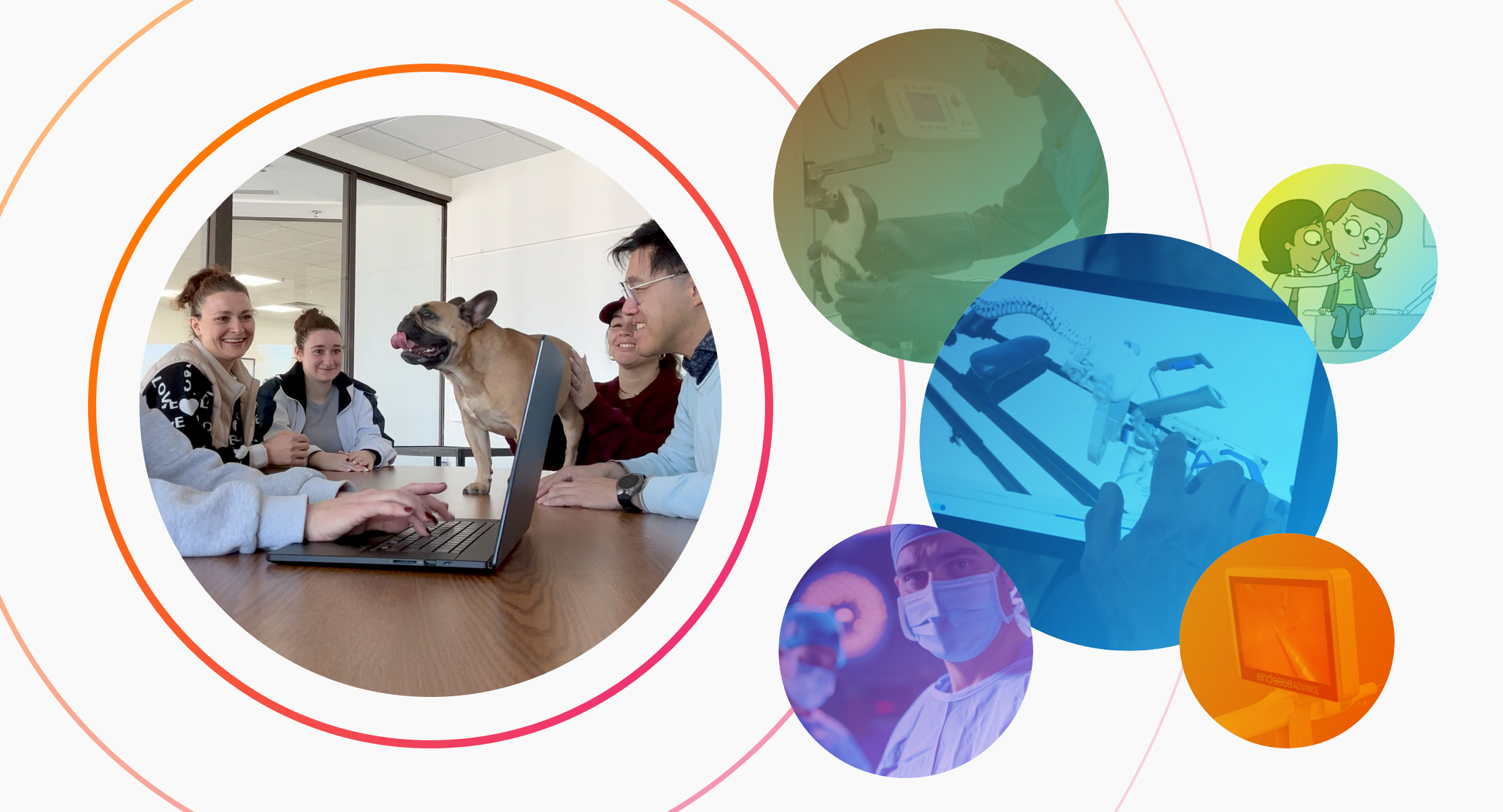 Series of images depicting D2 Creative's various offerings and personality.