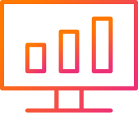 Icon of a computer monitor with a bar graph.