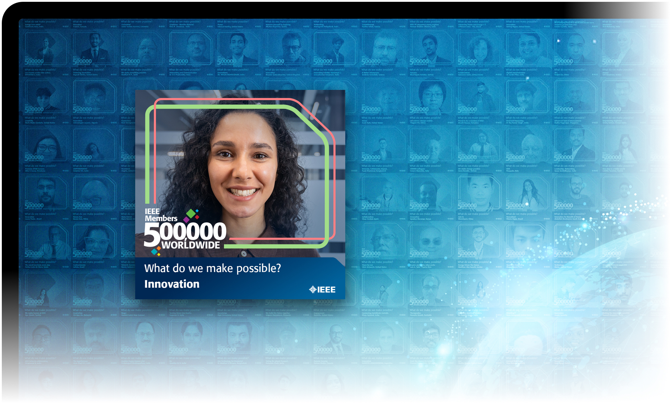 Example of one of the member portraits from the IEEE 500k member celebration mosaic