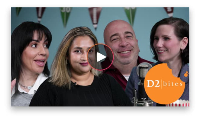 Play D2 bites video featuring four team members