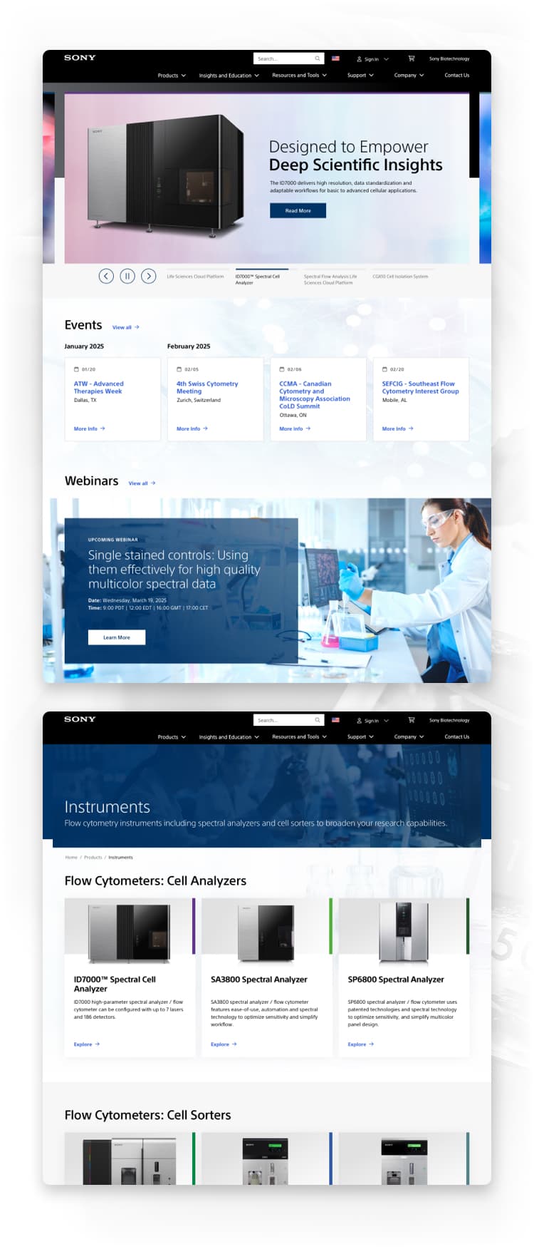 Sony Biotech website design
