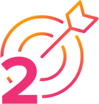 Number 2 with a target and arrow representing define