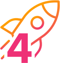 Number 4 with a rocket ship representing deploy
